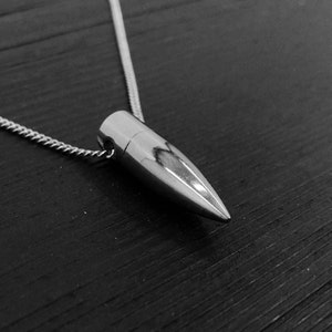 Urn Necklace for Ashes, Silver Bullet Cremation Jewelry for Him | Dark Academia, Goblincore, Witchy Memorial Keepsake | Engravable