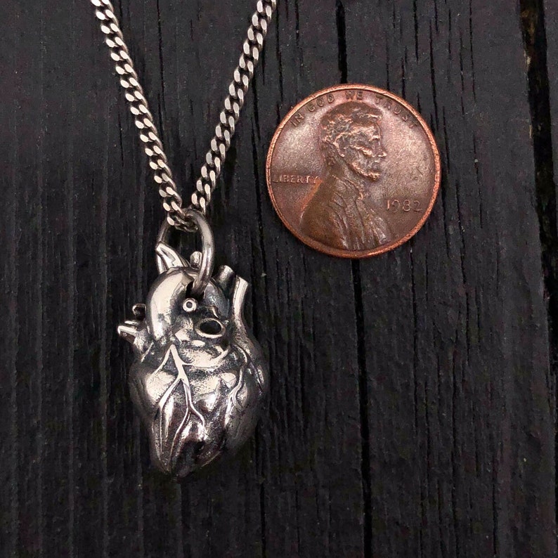 Antique Silver Anatomical Heart Pendant Necklace Etsy