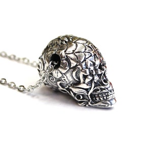 Sugar Skull Necklace Silver Sugar Skull Pendant Necklace Sugar Skull Jewelry image 4