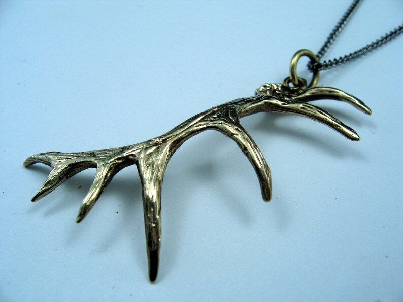 Elk Antler Necklace Bronze Elk Antler Jewelry Imperial Elk Etsy