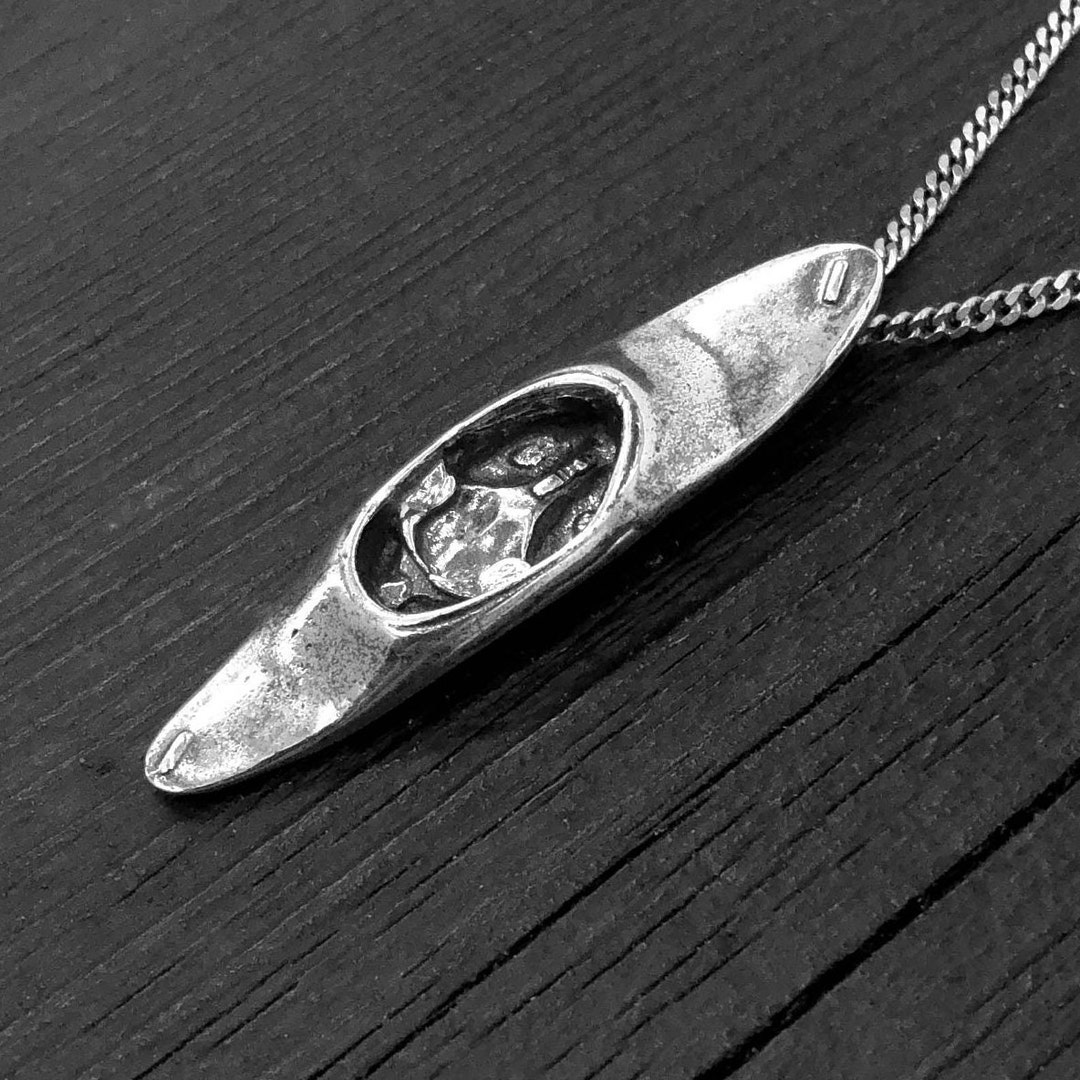 Silver White Water Kayak Pendant Necklace in Solid White Etsy