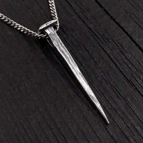 Eschat Pinn Pendant Necklace - Hand Cast White Bronze - Dark Oxidised Finish - The Final Stake - Unisex - Multiple Chain Lengths Available