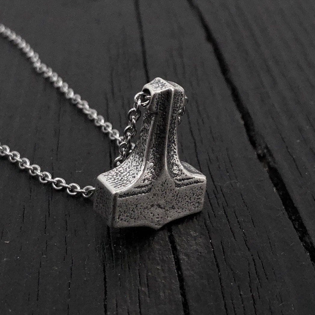 Viking Thor's Hammer Pendant - Norse Golden Mjolnir Amulet