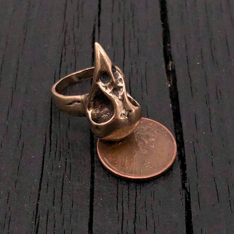 Bird Skull Ring Baby Crow in Solid Hand Cast Jewellers Bronze Rare Unique Nature Gift For Her image 3