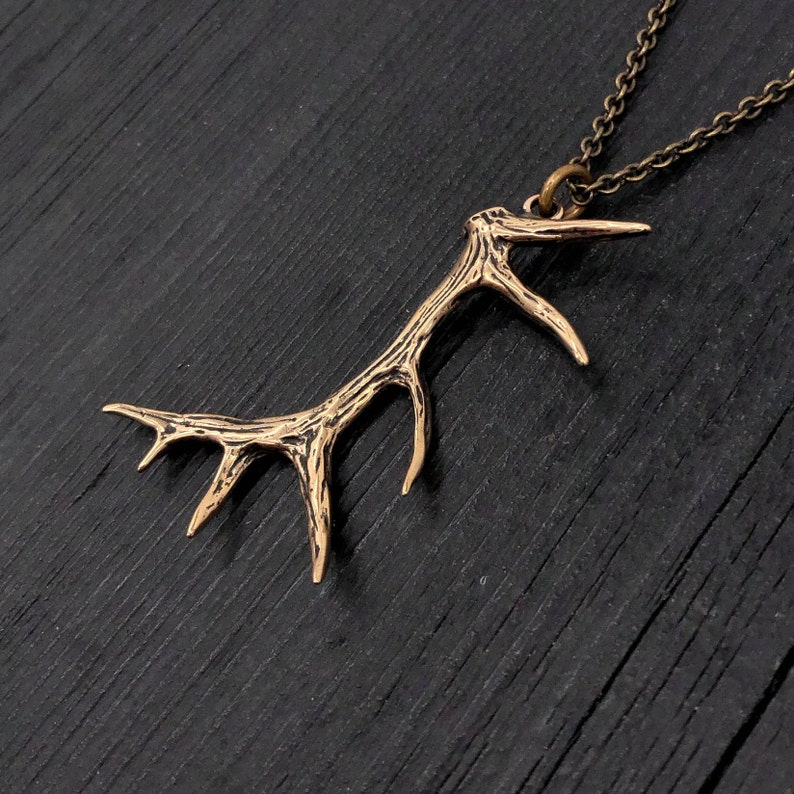 Elk Antler Necklace Bronze Elk Antler Jewelry Imperial Elk Etsy