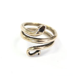 Snake Ring: Bronze Adjustable Serpent Wrap (Burnished Finish)