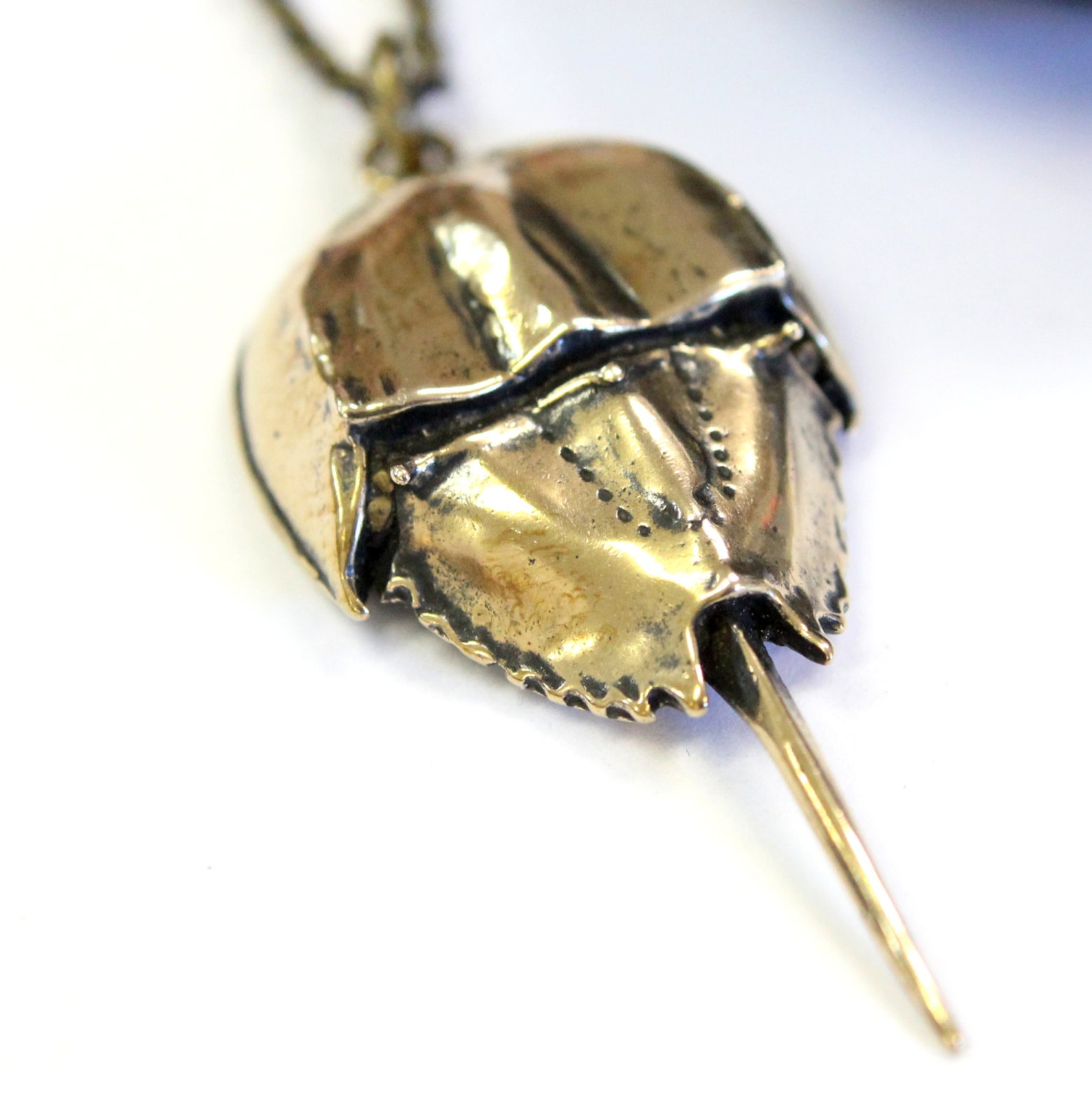Horseshoe Crab Pendant Necklace Solid Hand Cast Jewelers Etsy