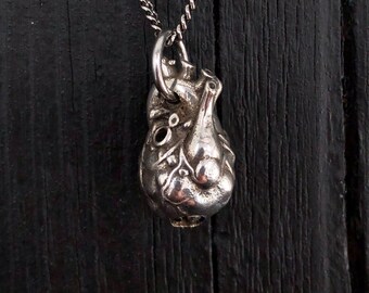 Anatomical Heart Cremation Necklace in Solid 925 Sterling Silver Human Heart Cremation Urn Pendant Memorial Jewelry