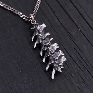 Solid Sterling Silver Prairie Rattlesnake Vertebrae Pendant Necklace