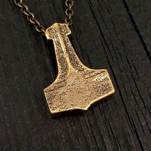 THOR's HAMMER Pendant Necklace Viking Mjollnir Mjolnir Mjolner in Traditional Solid Bronze image 1