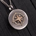 Bronze Compass Rose Urn Necklace Cremation Urn Nautical Pendant Memorial Ash Keepsake Custom Engraving Available