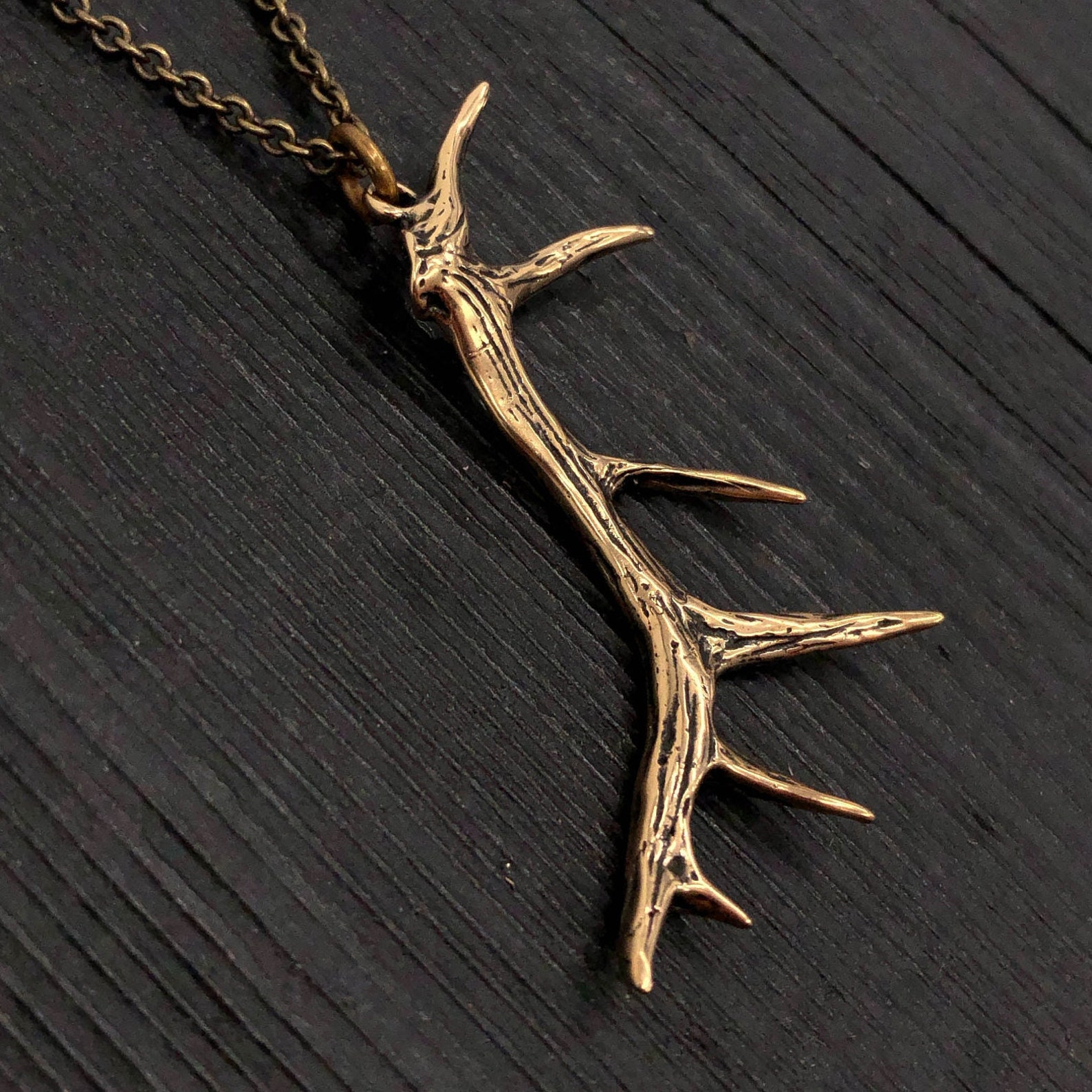 Elk Antler Necklace Bronze Elk Antler Jewelry Imperial Elk Etsy