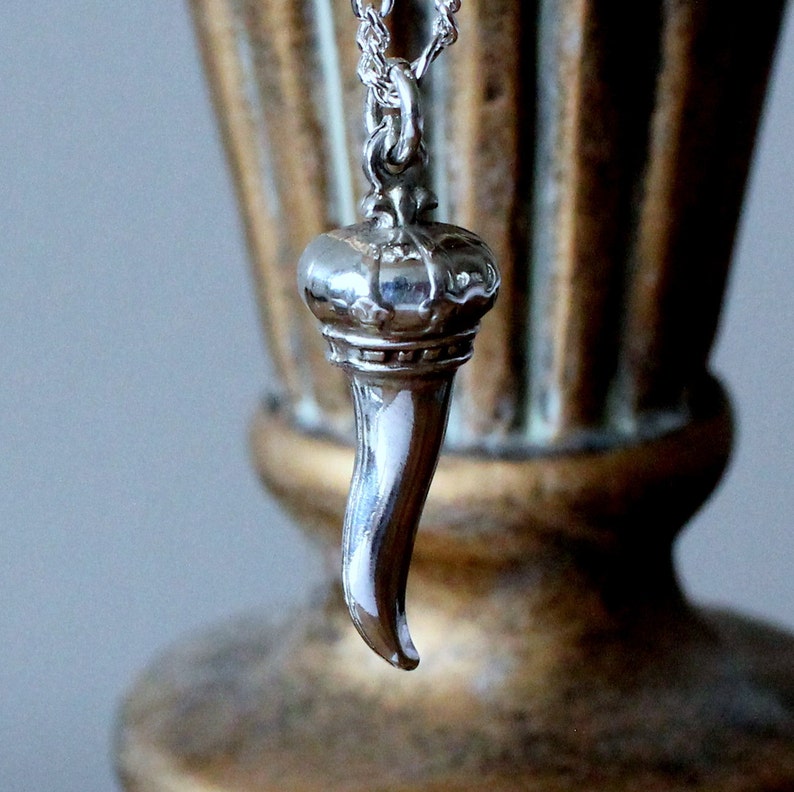 Italian Horn Necklace in Solid Sterling Silver Cornicello Etsy