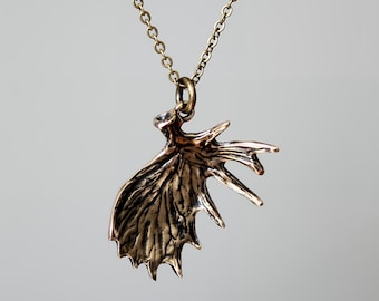 Bronze Moose Antler Necklace Pendant: Hand Polished, Realistic Texture