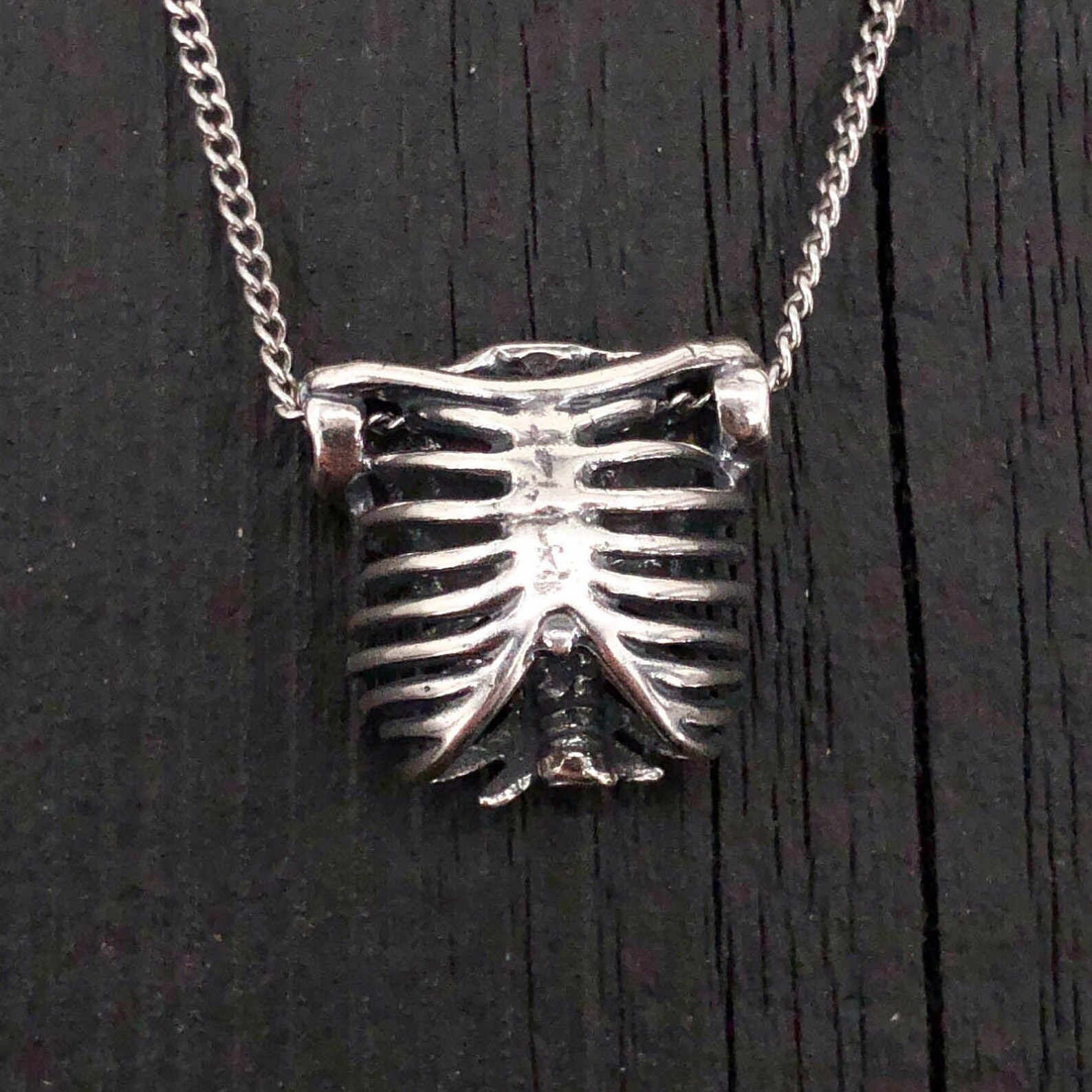 Ribcage Necklace Silver Ribcage Pendant Necklace Anatomical Etsy