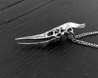 Pterodactyl Skull in Solid Sterling Silver Pterosaur - Rare and Unique Dinosaur Jewelry Pternodon