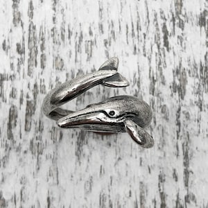 Humpback Whale Wrap Ring Solid Sterling Silver Sizes 4.5 to 11 Statement Ocean Jewelry Gift image 6