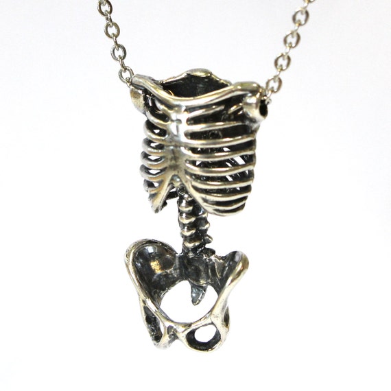 Skeleton Torso Necklace Silver 
