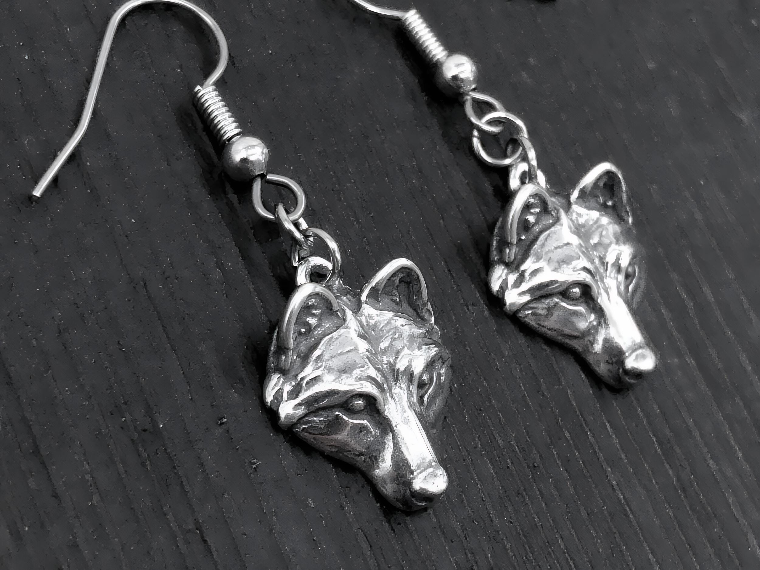 Miniblings Orecchini A Cucciolo Di Lupo In Gomma - Argento Placcato, Fatti A Mano A Berlino, 23 Mm, Ipoallergenici, Regalo Simpatico - 2