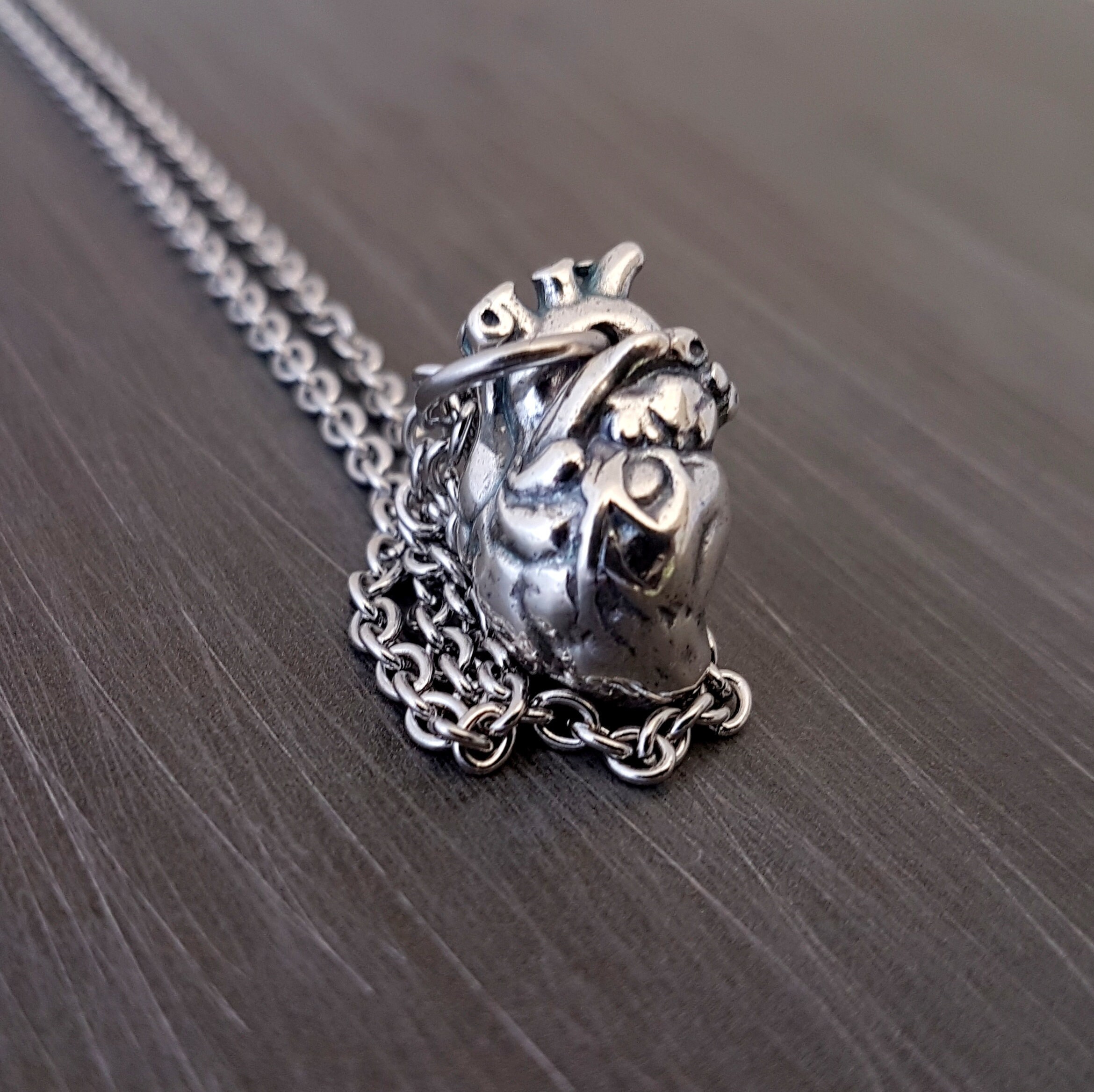 Heart Anatomical Human Heart Necklace Sterling Silver Anatomically Co…