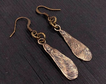 Bronze Maple Seed Earrings