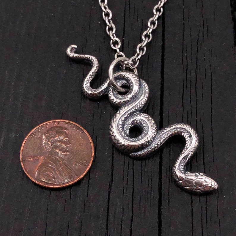 Hanging Snake Pendant Necklace, Snake 925 Silver Necklace, Snake Handmade Sterling Silver Necklace, Animal Lover Necklace, image 5