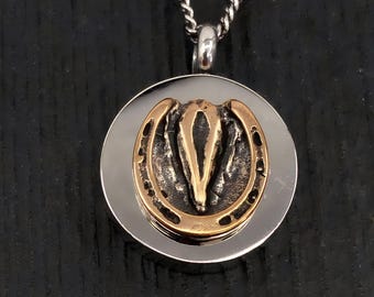 Horse Hoof Cremation Urn Necklace: Bronze & Stainless Steel, Custom Engraved