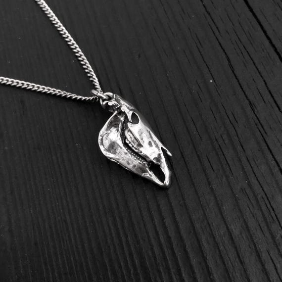 Horse Skull Charm Pendant Necklace - Solid Sterling Silver Equestrian