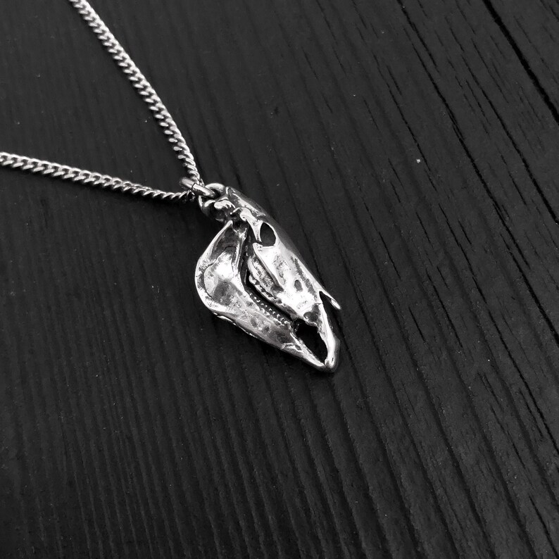 Horse Skull Charm Pendant Necklace - Solid Sterling Silver Equestrian image 1