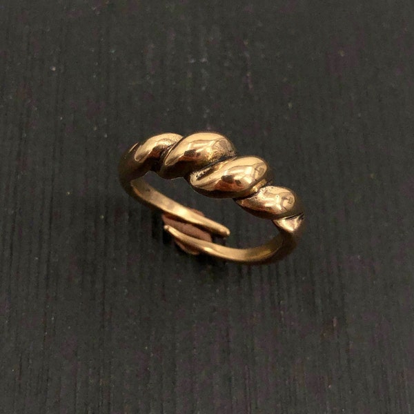 Ancient Viking Twist Ring - Hand Cast Solid Bronze Bornholm Ring - Norse Saxon Iron Age Jewelry - Viking Gift for Him or Her