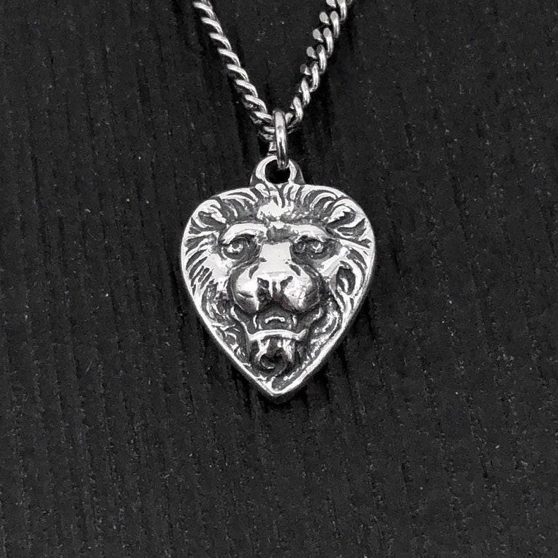 Petite Lion Heart Necklace in Solid Sterling Silver Courage Etsy