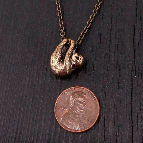 Sloth Charm buy Pendant Necklace in Solid Bronze - 3D Hanging Sloth Pendant - Nature Spirit Animal Jewelry Charm Necklace