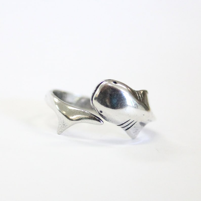 Whale Shark Ring Solid Sterling Silver Nautical Ocean Rare Animal Sea Life Rhincodon Whaleshark Jewelry Gift image 2