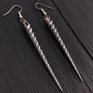 Narwhal Tusk Earrings in Solid 925 Sterling Silver Unicorn Horn of the Sea Pierced Earrings