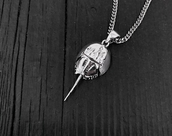 Sterling Silver Horseshoe Crab Pendant - Handcrafted Beachcombing Treasure, Detailed Reproduction