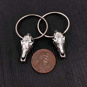 Horse Skull Hoop Earrings in Solid Sterling Silver image 5