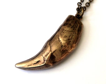 Wolf Tooth Necklace Bronze Alaskan Timber Wolf Canine Pendant Necklace Wolf Fang Jewelry