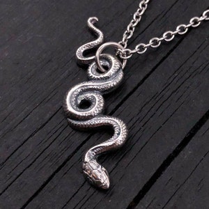 Hanging Snake Pendant Necklace, Snake 925 Silver Necklace, Snake Handmade Sterling Silver Necklace, Animal Lover Necklace, image 7