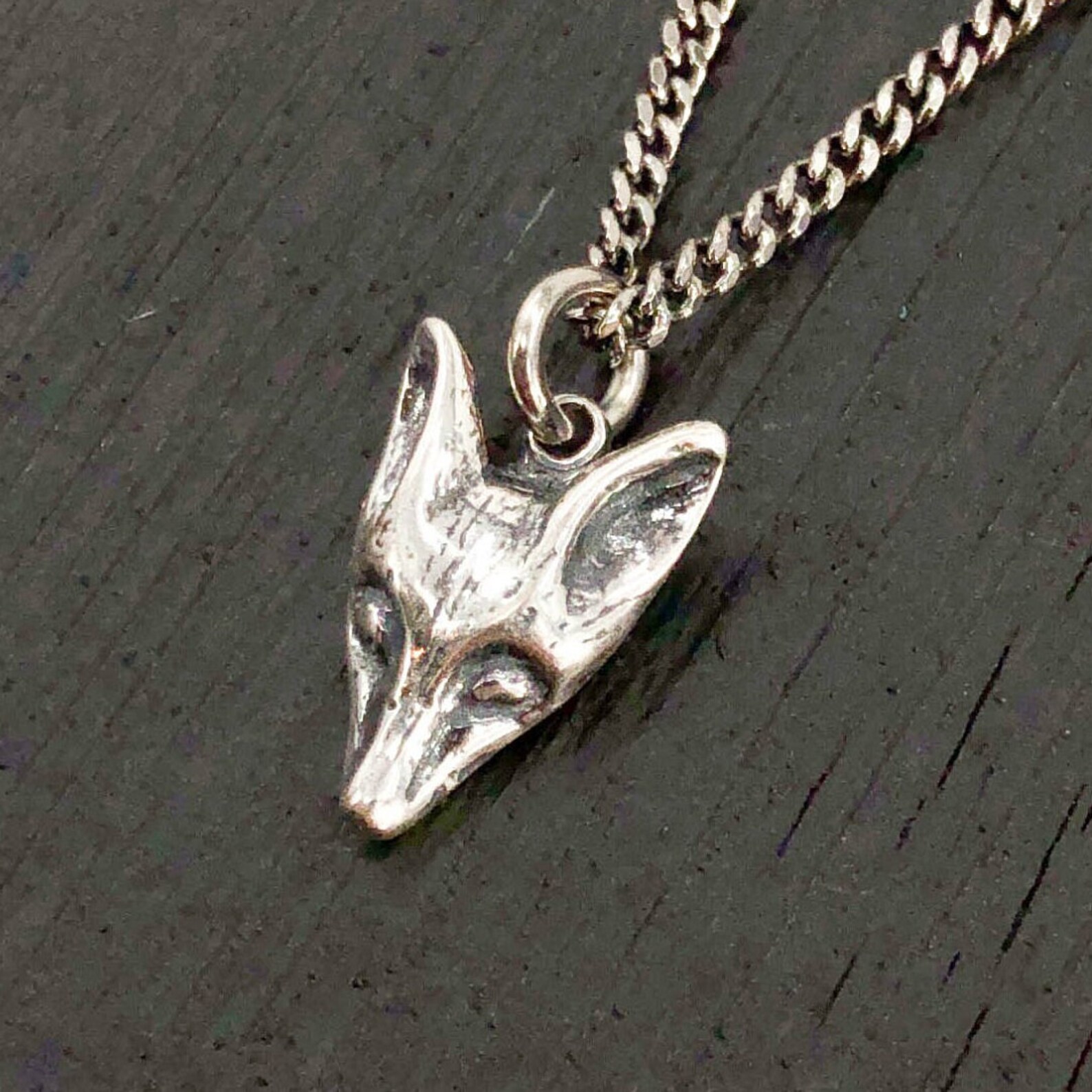 Fox Head Pendant Charm Necklace 925 Sterling Silver Etsy