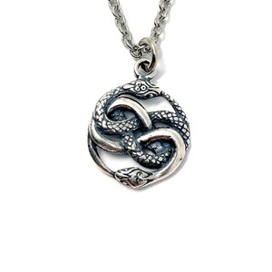 Collier avec pendentif Auryn Ouroboros Argent massif coulé 0,25 Nœud infini serpent serpent Cadeau unisexe image 3