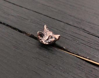 English Fox Ascot Lapel Stick Pin in Solid Bronze