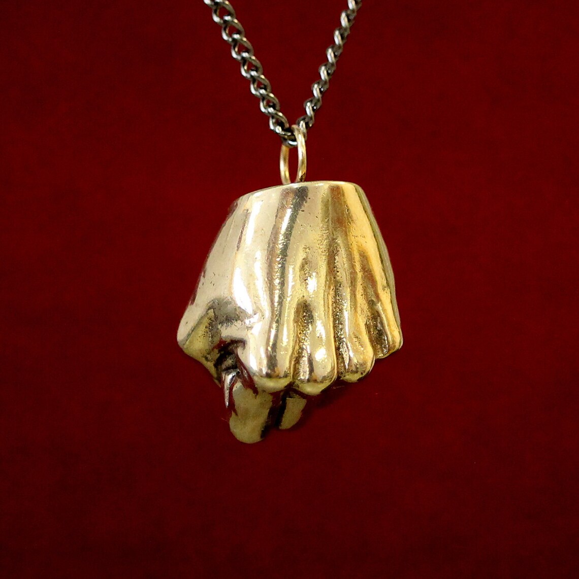 Hand Necklace Bronze Fist Pendant Necklace Clenched Fist Etsy