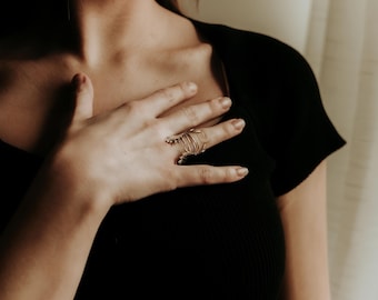 Oxidized Sterling Silver Moose Antler Ring
