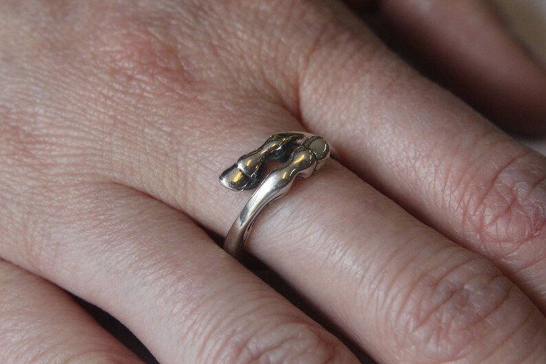 Horse Hoof Ring in Solid White Bronze with Sterling Silver Overlay image 3