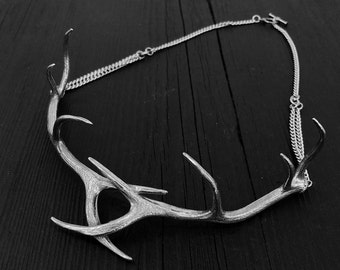 Elk Antler Choker Necklace In Solid Sterling Silver Elk Antler Choker Handmade Gift