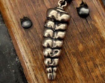 Bronze Rattlesnake Tail Pendant, Realistic Reptile Nature Jewelry