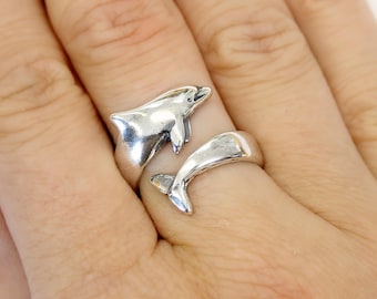 Dolphin Ring - Solid 925 Sterling Silver