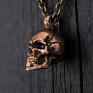 Human Skull Cremation Ash Urn Charm Pendant Necklace - Solid Bronze