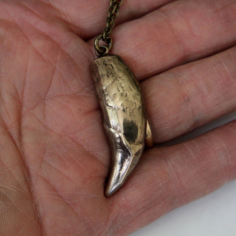 Wolf Tooth Necklace Bronze Alaskan Timber Wolf Canine Pendant Etsy