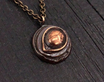 Raven Eye Necklace Eye of the Raven Protection Amulet Necklace in Solid Bronze